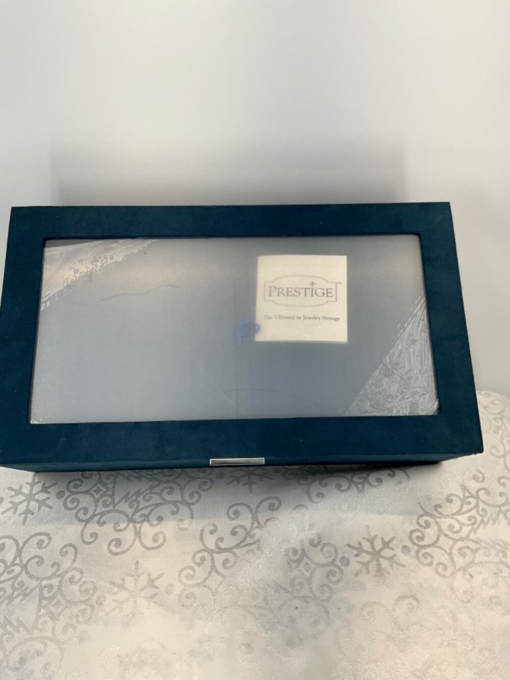 Prestige Jewelry Storage Box With Jewel Guard & Glass Lid - Blue